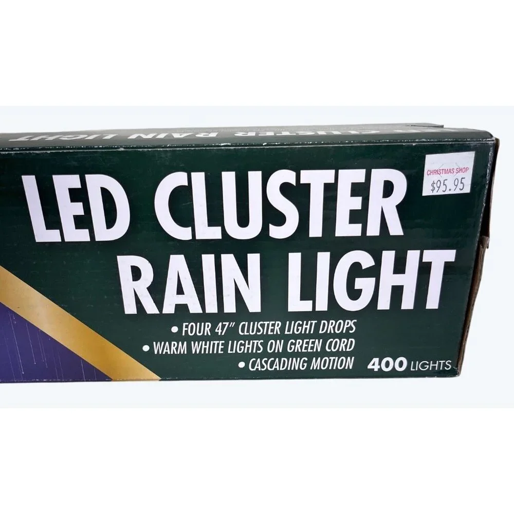 NIB Holiday Bright Lights 400 LED Cascading Cluster Rain Light Set